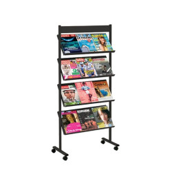 Porte-brochure à roulette avec 4 étagères