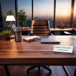 Porte-nom 2 faces sur un bureau